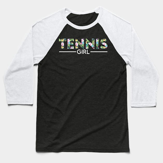 Tennis girl floral design. Perfect present for mom dad friend him or her Baseball T-Shirt by SerenityByAlex